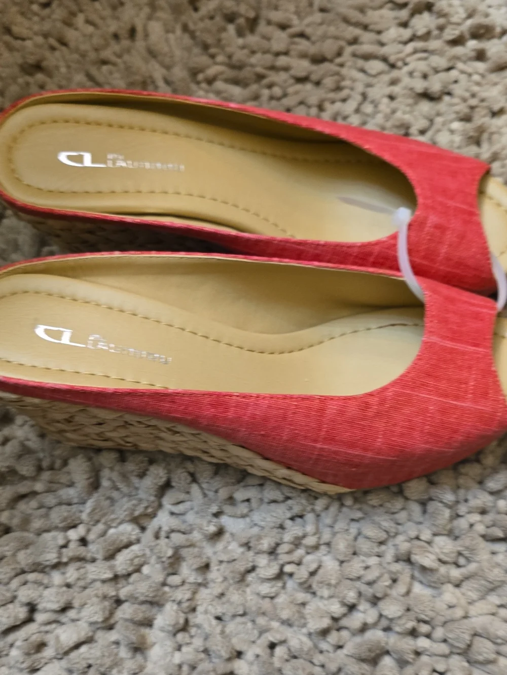 New CL Laundry Women's Size 10 Pink Gold Shimmer Linen Espardrille Braided Wedge